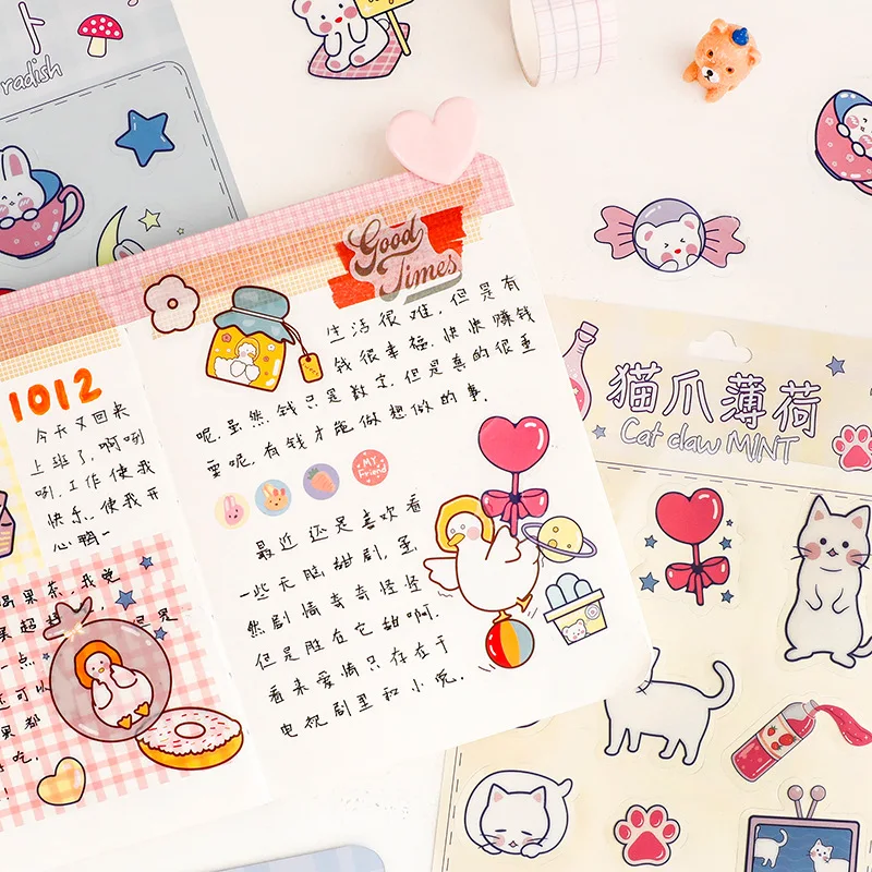 Японские милые наклейки для учетных записей декоративный узор мультяшная Бумага