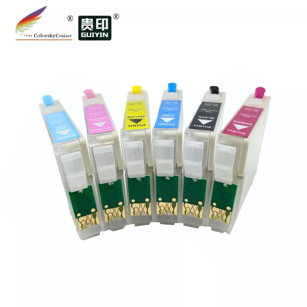 (RCE-771-776) многоразовый чернильный картридж для Epson T0771-776 77 Stylus Photo RX580 RX595 RX680 R260 bkcmylclm