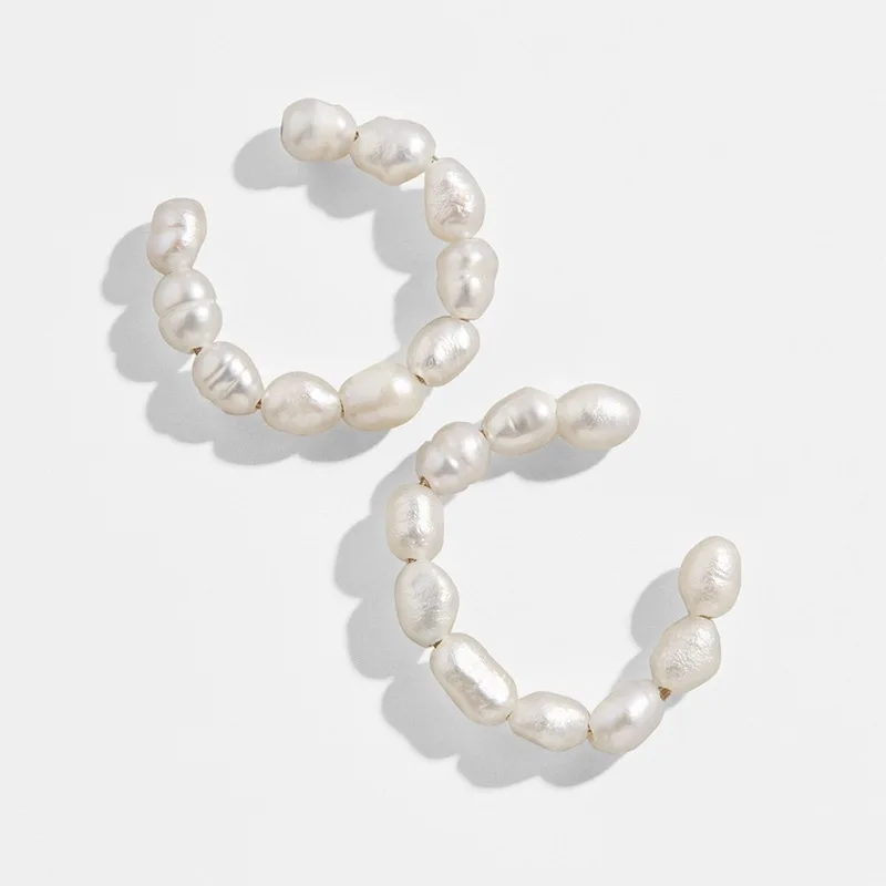 Женские серьги каффы с натуральным жемчугом 1 шт.|Серьги-клипсы| |