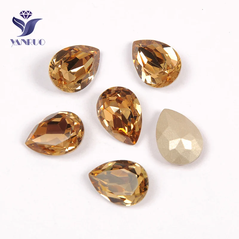Light Colorado Topaz YANRUO, 4320, каплевидное стекло, Пришивные кристаллы, слеза, каплевидные стразы, Стразы для шитья, бусины, камни для одежды - Цвет: Light Colorado Topaz