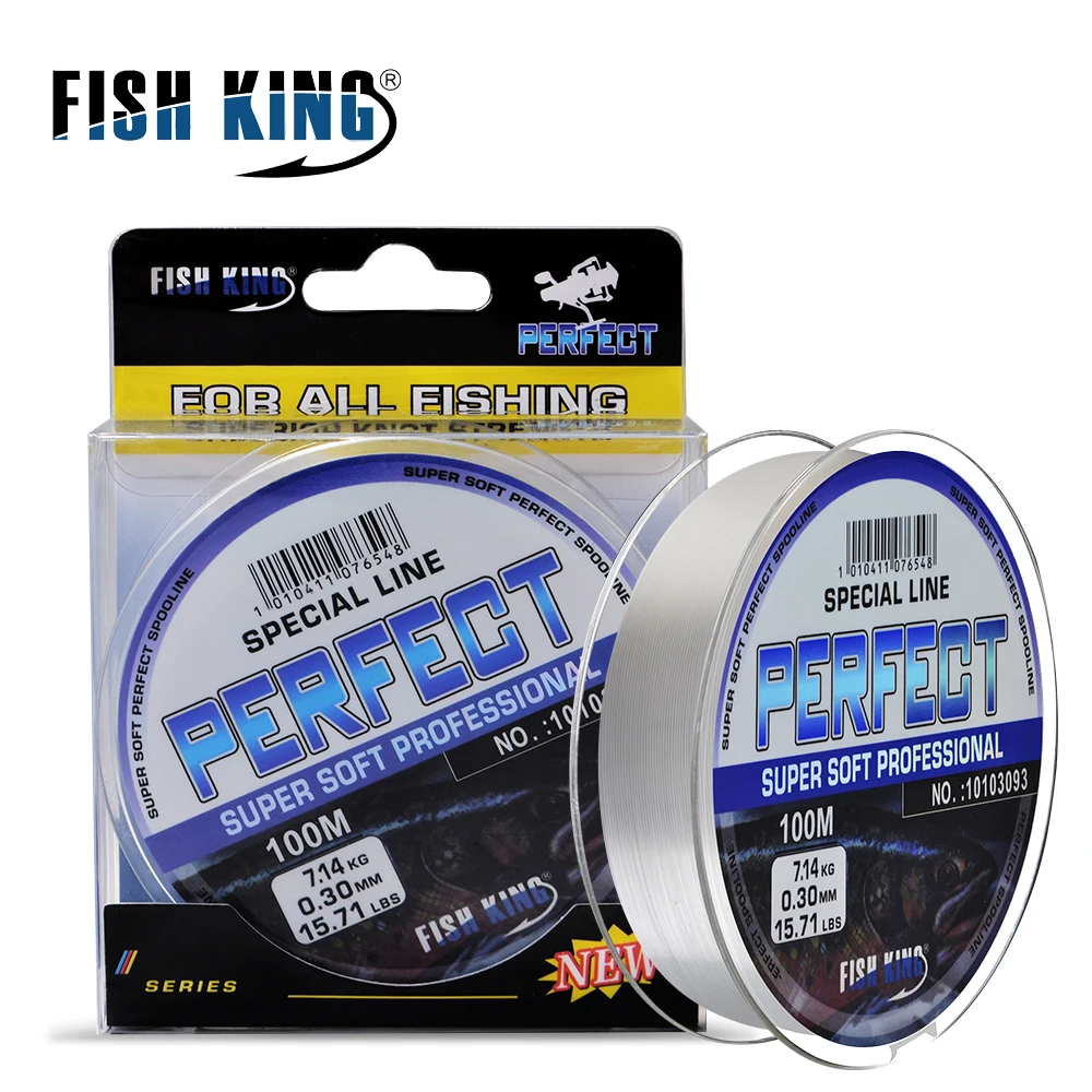Рыболовная нейлоновая леска FISH KING 100 м 4 14-34 32 фунта супермягкая профессиональная