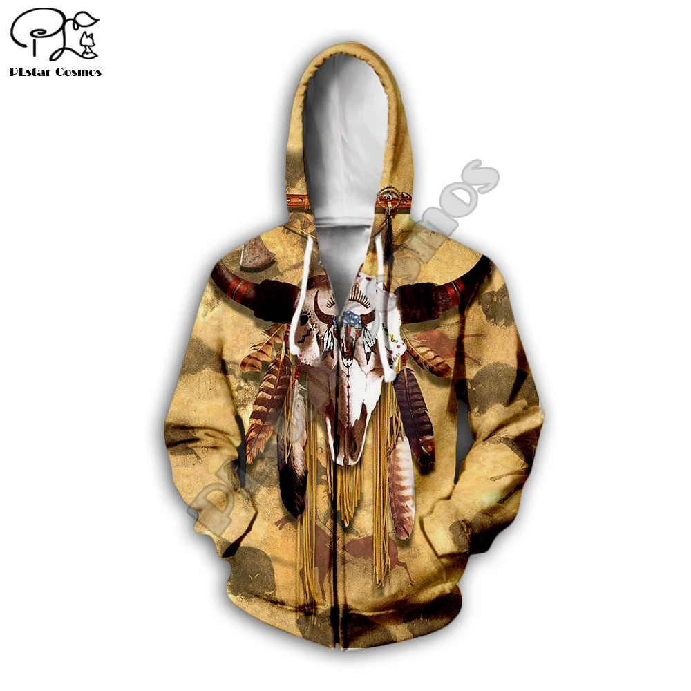 

PLstar Cosmos Native Indian buffalo soldier SKull3D Hoodie Men Women Fashion Hooded Sweatshirt Long Sleeve Pullover Style-9