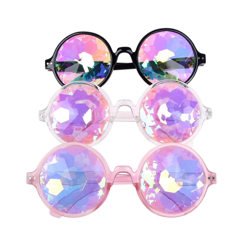 

1Pair Round Kaleidoscope Glasses Women rave festival Sunglasses Men Holographic Glasses Colorful Celebrity Party Eyewear