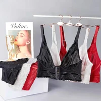 comfortable big breasts show small bra sexy mesh heavy embroidery ultra thin bra set anti sagging gathered lingerie large size