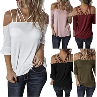 sexy t shirt short sleeve loose women solid color off shoulder t shirt for summer womens clothing tops blouses