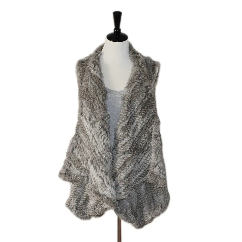 2019 новый качественный модный вязаный жилет из натурального кроличьего меха