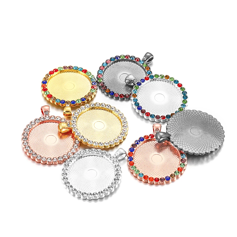 

5 Pcs/pack 25 30 35MM Metal Cameo Cabochon Base Setting Crystal Pendant Base Blank Tray Bezel For DIY Jewelry Making Accessories