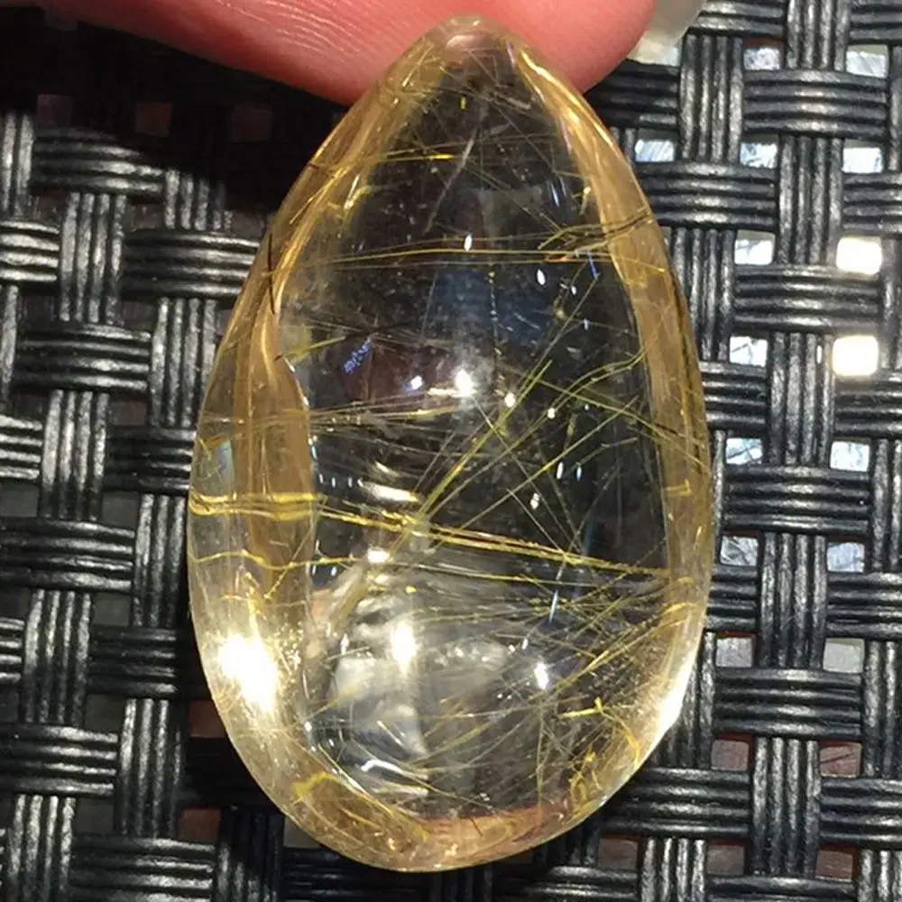 

Jewelry Mineral Specimens Citrine Polished Healing Stone Natural Hair Crystal Yellow Hairstone Rutilated Quartz