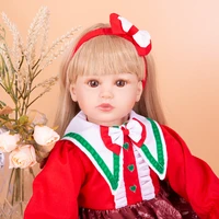 new arrive 60 cm reborn boneca toddler princess dolls long blond hair newborn silicone doll toys for gilrs present kids gift