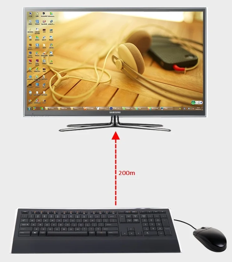 LINK-MI K102TRU 200m VGA+USB Extender Over Single UTP RJ45 Cat5e/6 Cable Support remote USB keyboard mouse KVM | Электроника