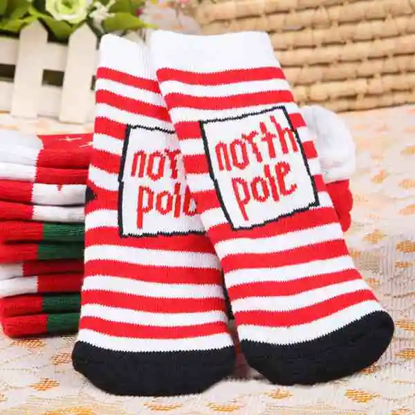 1 Pair Autumn Winter Christmas Gift Baby Kids Cotton Warm Thick Socks Floor socks Toddler Boys Girls Cute Cartoon Elk Socks - Цвет: A