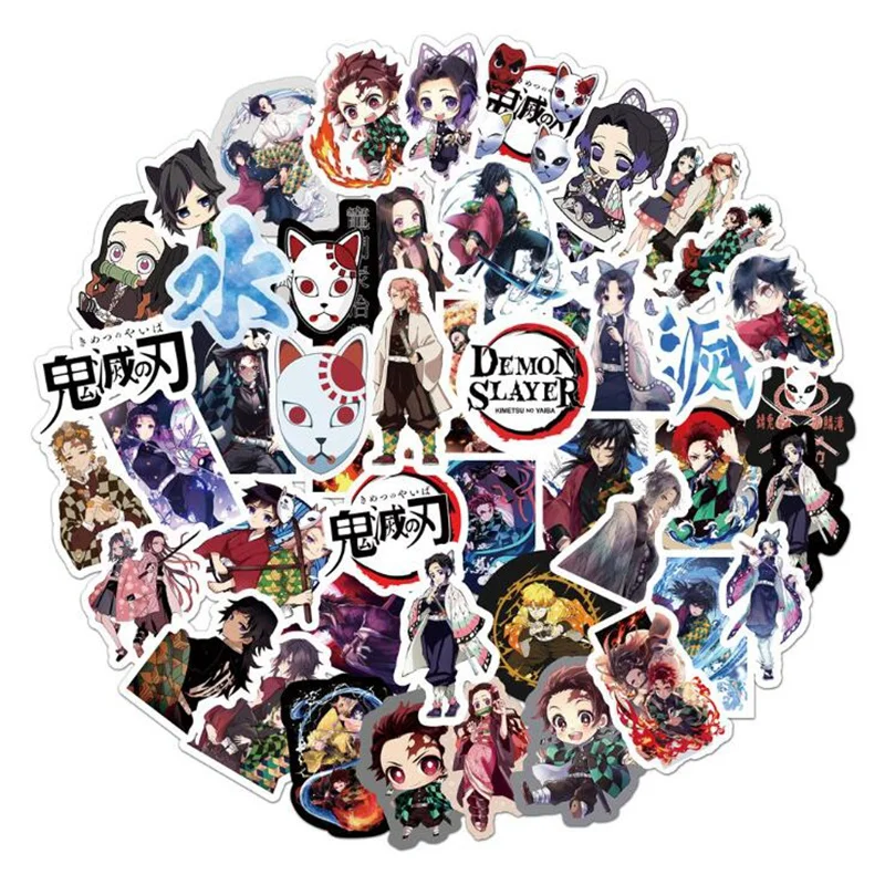 

10/30/50PCS Demon Slayer Japan Anime Decal Stickers Laptop Luggage Guitar Car & Suitcase Waterproof PVC Kids Sticker Toys