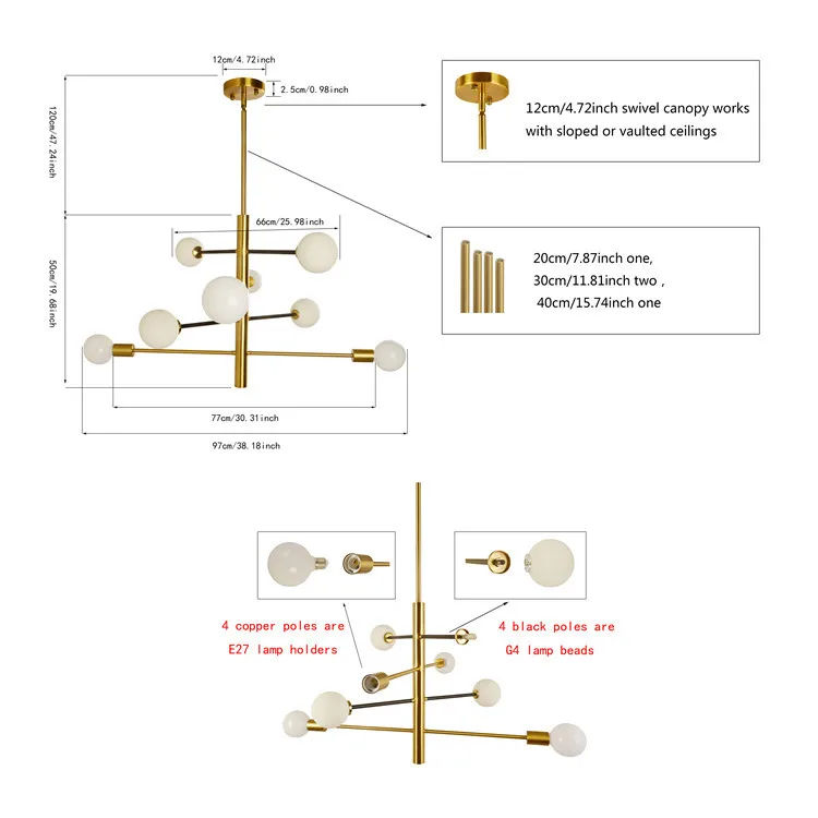 

Современная каменная креативная Подвесная лампа с 3 черными железными трубками, современная светодиодная люстра, подвесной светильник ...