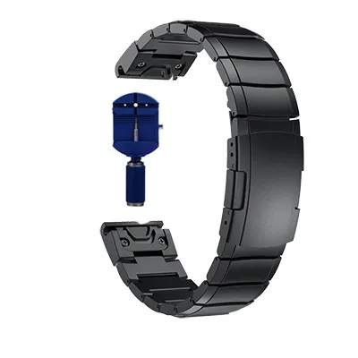 26 22 мм ремешок для часов для Garmin Fenix 5X5 Plus 3 3HR часы Quick Release Нержавеющая Сталь Ссылка запястье для Forerunner 935/945 - Цвет: Black