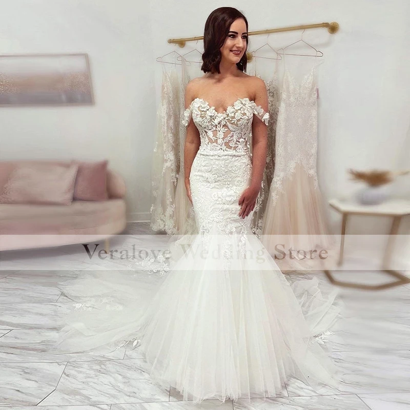 

Gorgeous New Design Off Shoulder Wedding Dress Mermaid 2022 Bride Wedding Gowns Vestido de Noiva