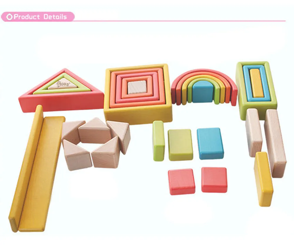 32-piece Kids Wooden Rainbow Stacking Blocks Educational Montessori Toys Baby Early Education Boys and Girls Gifts