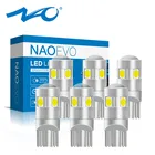 Светодиодная лампа NAO 6x W5W t10, автоматические лампы, супер яркие 1,6 Вт 3030 SMD 194 168 12 в 6000K, белый янтарно-красный освещение для чтения в машине