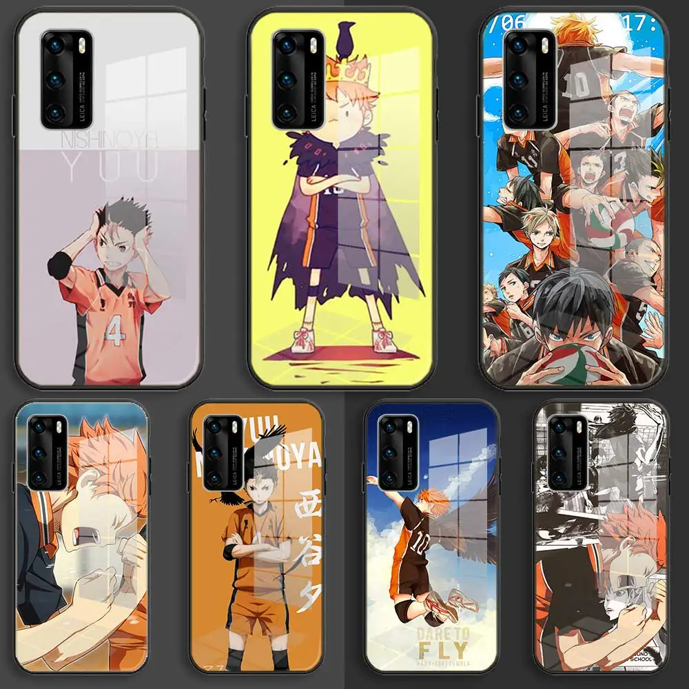 Мягкий стеклянный чехол для Samsung S22, S21, S20, S11, S10, S9, S8 Plus lite, 10e fe, чехол из ТПУ с черным покрытием для аниме, волейбола