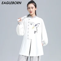 new spring autumn tai chi clothing long sleeved suit for men women elegant high quality hand painted traditional clothing stes