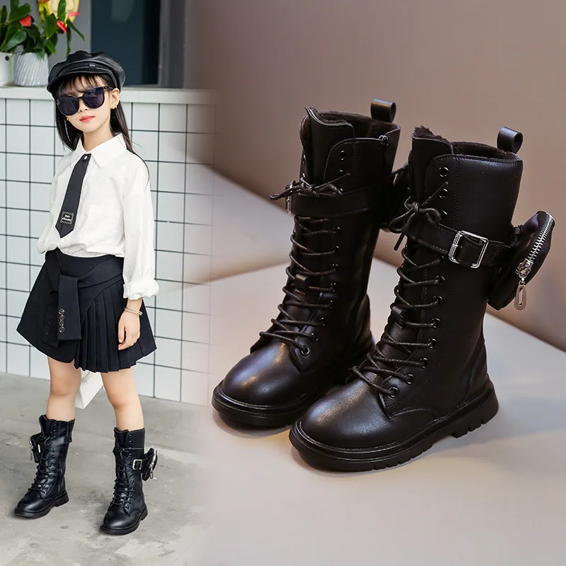 Женские высокие металлические ботинки осень и зима модные с боковой молнией