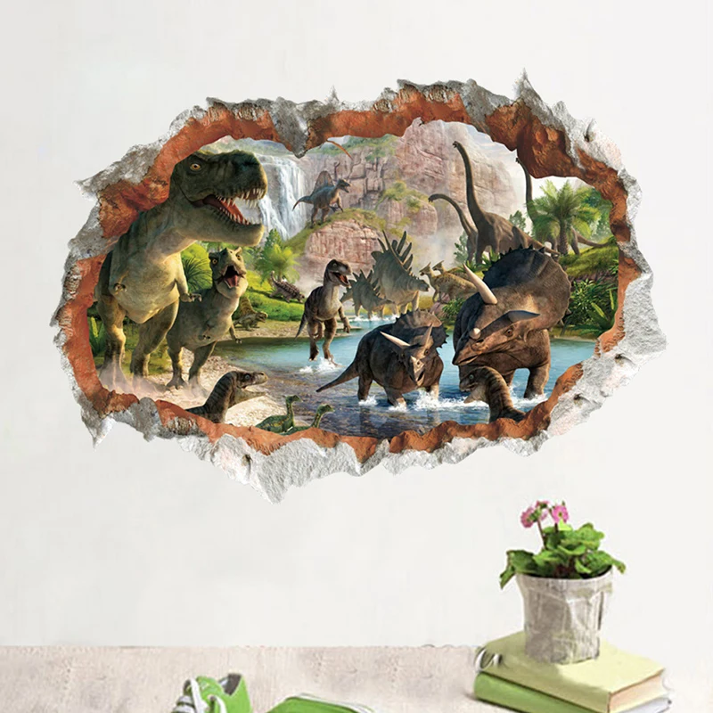 

3D Vivid Dinosaur Wall Sticker Home Decoration Jurassic Period Animal Movie Manga Poster Wall Stickers For Kids Rooms