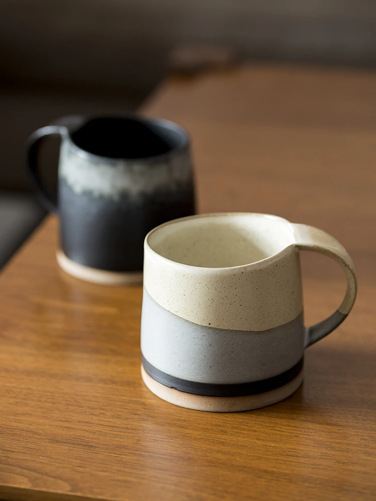 

Japanese Creative Retro Stoneware Coffee Cup Household Ceramic Hanging Ear Mug nglish Afternoon Tea Cup Breakfast Milk Mugs Gift
