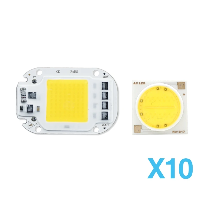 10 шт. светодиодный светильник-чип COB Smart IC 3 Вт 5 Вт 7 Вт 9 Вт 12 Вт 15 Вт 18 Вт 20 Вт 30 Вт 50 Вт 220 в 230 В светодиодный светильник IP65 светодиодный DIY для наводнения светильник