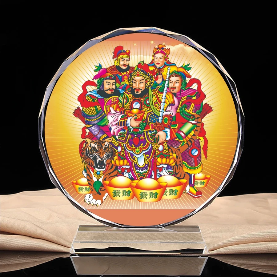 

Five way God of wealth Buddha, God of wealth Feng Shui portrait, altar supplies, crystal decorations, craft products