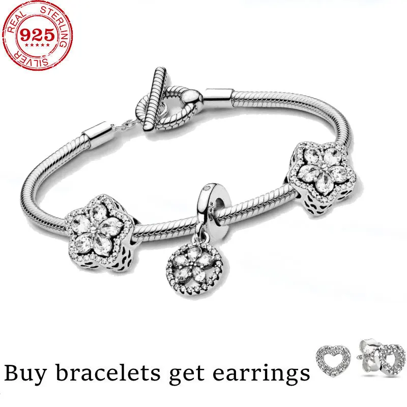 

2021 NEW S925 Winter snowflake pendant Christmas gift T-shaped snake-bone bracelet European Wedding jewelry good quality