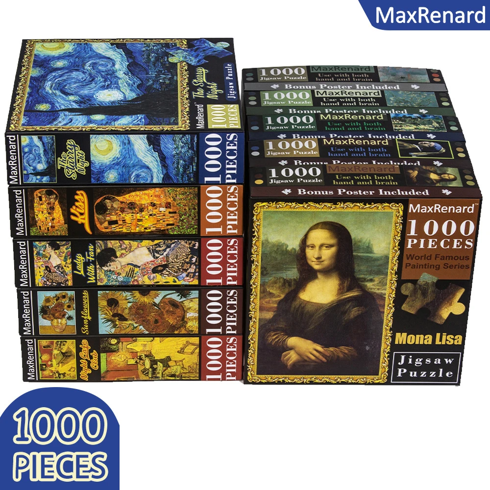 

1000pcs Paper Puzzle World Famous Painting Star Moon Night Sunflower Mona Lisa Educational Toy Adult Fidget Toys Gift for Friend