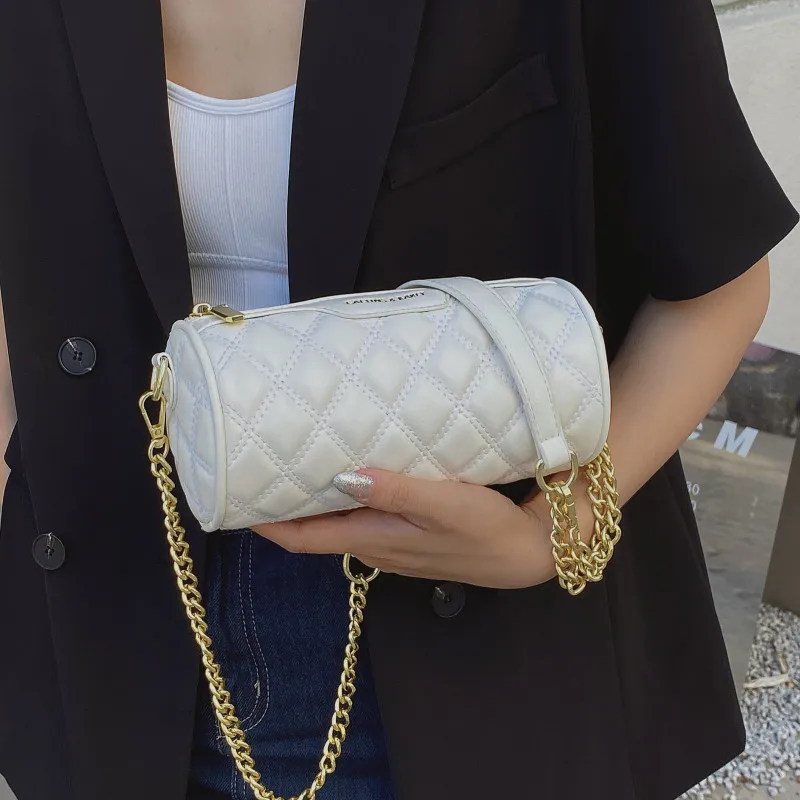 

Клетчатая сумка через плечо с ромбовидным узором, Женская Роскошная Сумка через плечо из искусственной кожи, сумки с металлической цепочко...