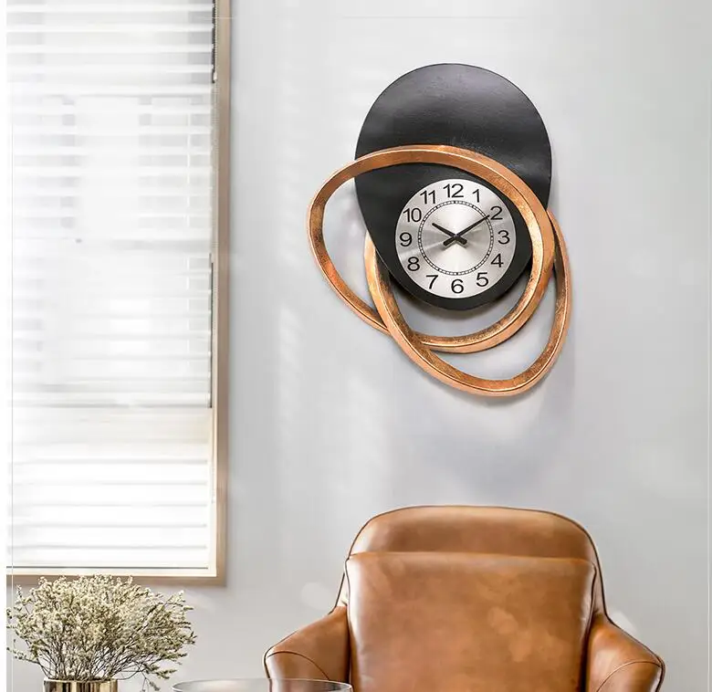 

Wrought Iron Wall Clock Wall Hanging Home Livingroom Wall Sticker Crafts Entrance Background Club Wall Mural Decoration