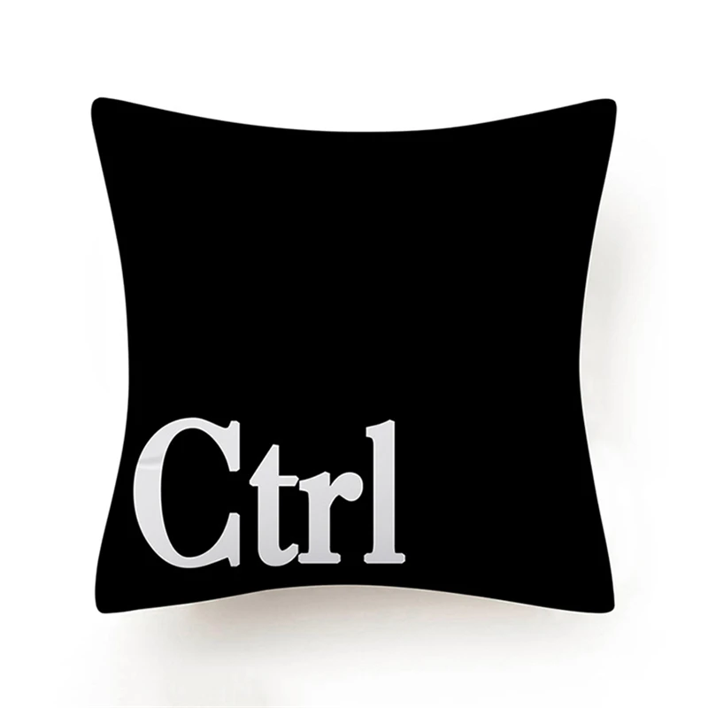 Клавиатура Alt Del Ctrl Esc Enter Shift буквы декоративные Чехлы для подушек черно белая