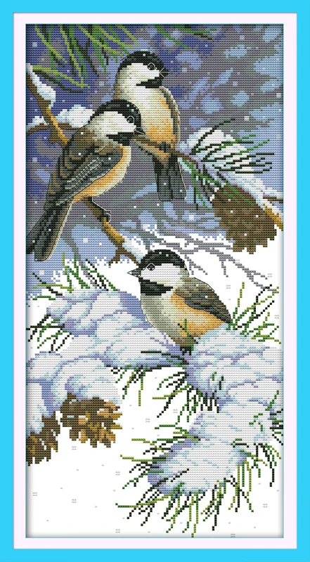 

Autumn birds (2) cross stitch kit 14ct 11ct pre stamped canvas embroidery DIY handmade needlework