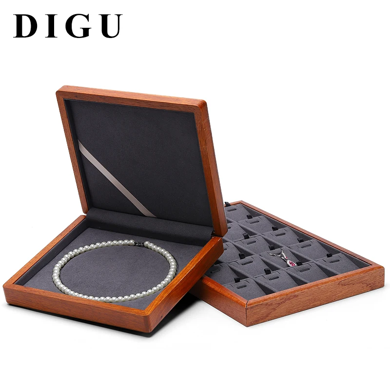 DIGU оптовая продажа роскошная шкатулка для украшений и ожерелий деревянная