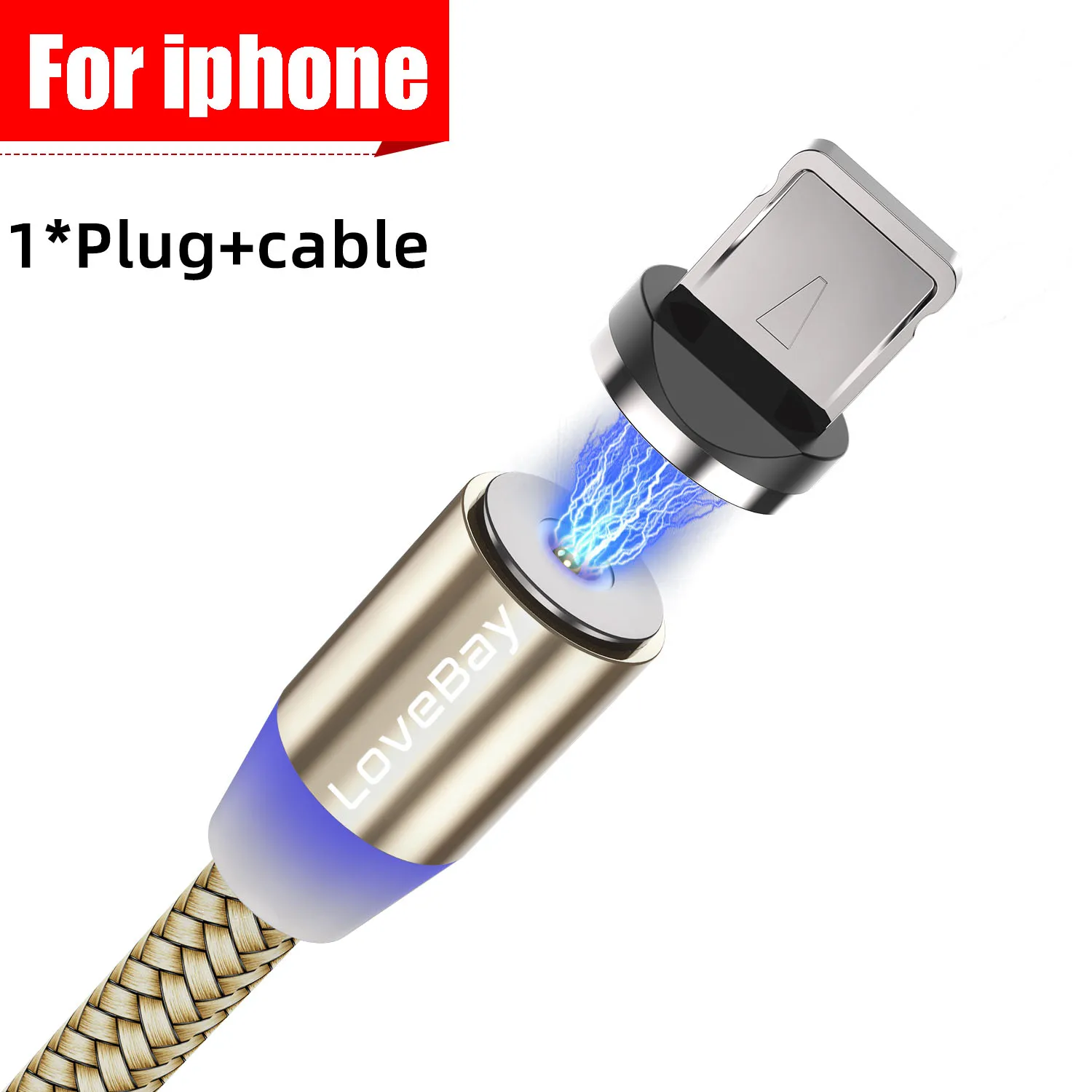 Lovebay Магнитный USB 3 м кабель для быстрой зарядки для Iphone TYPE-C Micro USB шнур Магнит Micro USB кабель для мобильного телефона USB шнур - Цвет: Gold for iphone