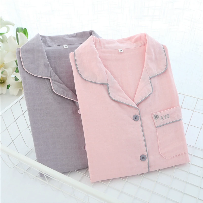 Женский домашний костюм хлопковая марлевая Пижама женские хлопковые пижамы с