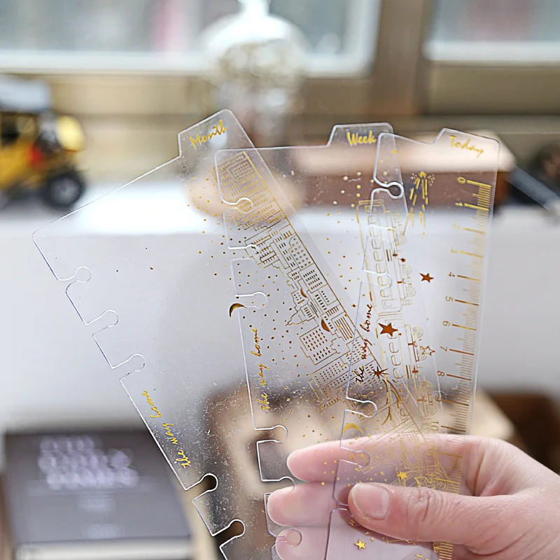 A6 тиснения прозрачный ПВХ перегородка линейка записная книжка С ПЕРЕПЛЕТОМ с