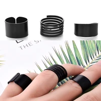 3 pcs punk fashion rings for women anel anillos black stack plain above knuckle ring band midi finger ring set
