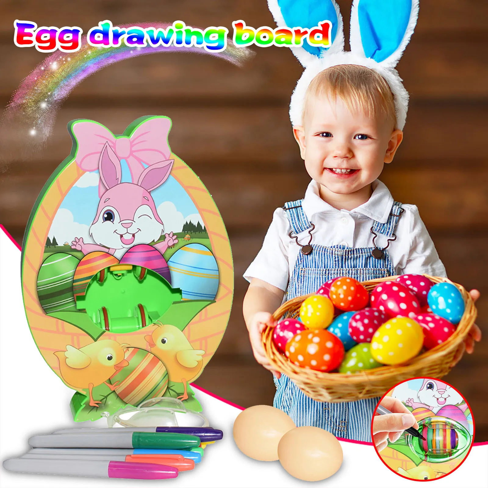 

DIY Painting Colorful Rabbit Eggs Toy Children's Easter Eggs Educational Toy Handmade Activity Game Decoration Set