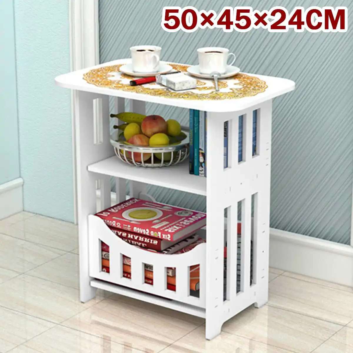 

3-Tier Mini Round Coffee Table Tea Table Desk Home Living Room Storage Rack Bedside Table Tea Fruit Service Plate Tray 4 types