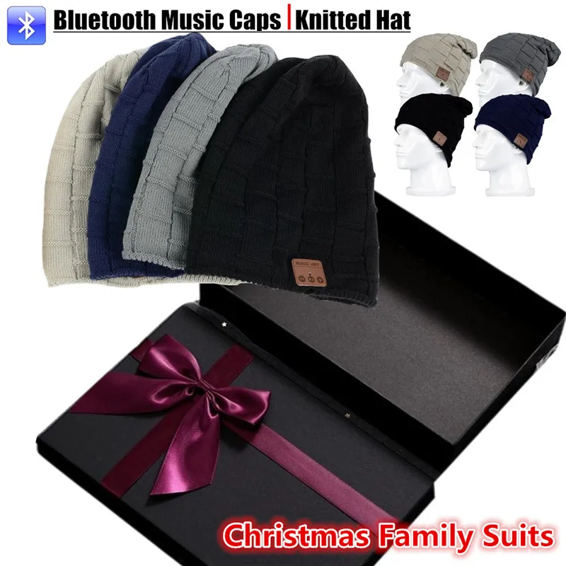 Christmas Gift 4pcs/set Bluetooth Beanie Knitted Plus Velvet Warm Hat Headset Speaker Mic Hand-free Mp3 Magic Smart Music Cap