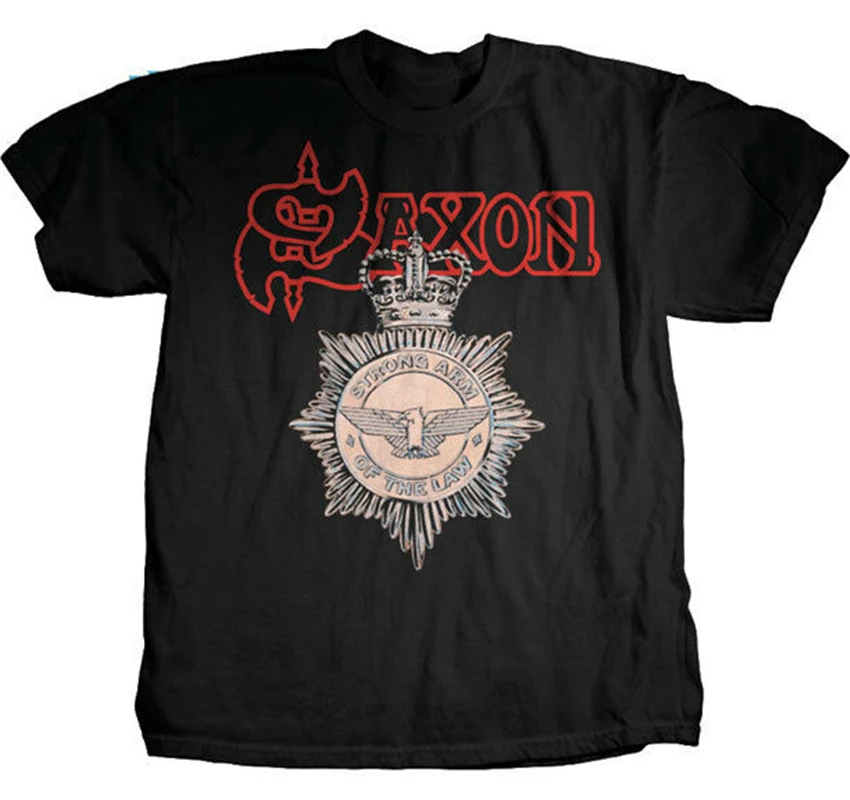 Saxon сильная рука Law футболка S M L XL новая Привет верность Merch модная уличная
