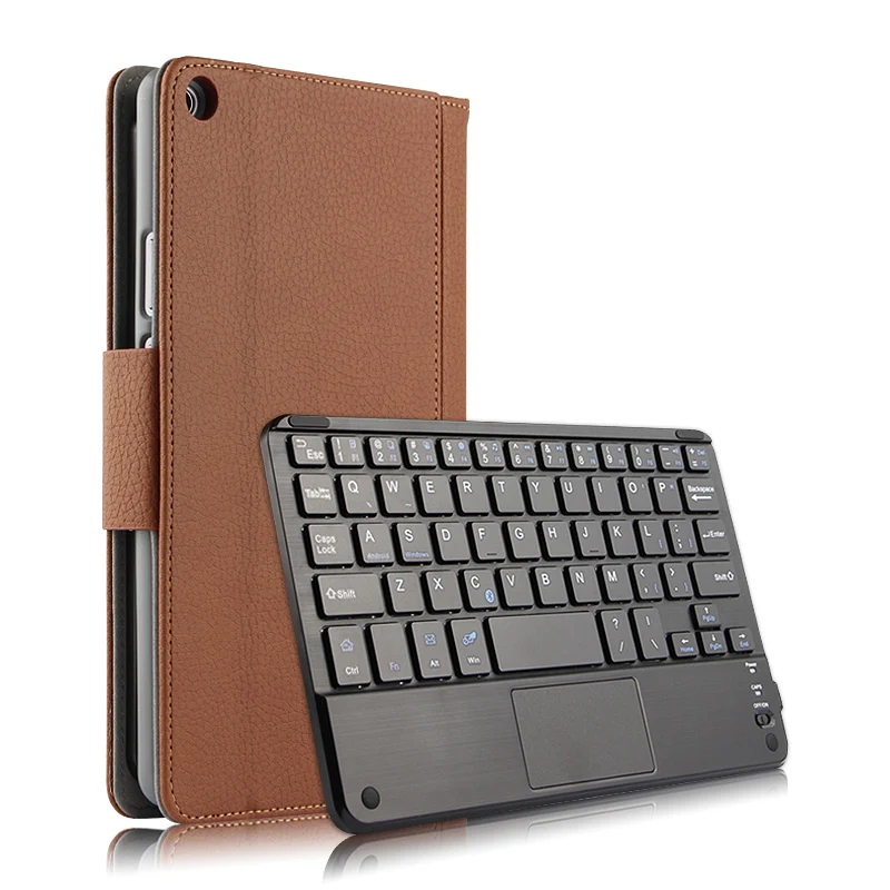 8 Inch coffee 8/ 10 Inch Huawei Mediapad T3 Wireless Trackpad Keyboard Leather Case Kit Bluetooth Tablet Touchpad Keyboard with Protector - Цвет: 8 Inch coffee