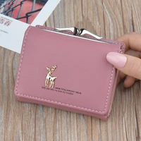2021 cute deer womens wallet short women coin purse wallets for student card holder female hasp mini clutch small ladies wallet