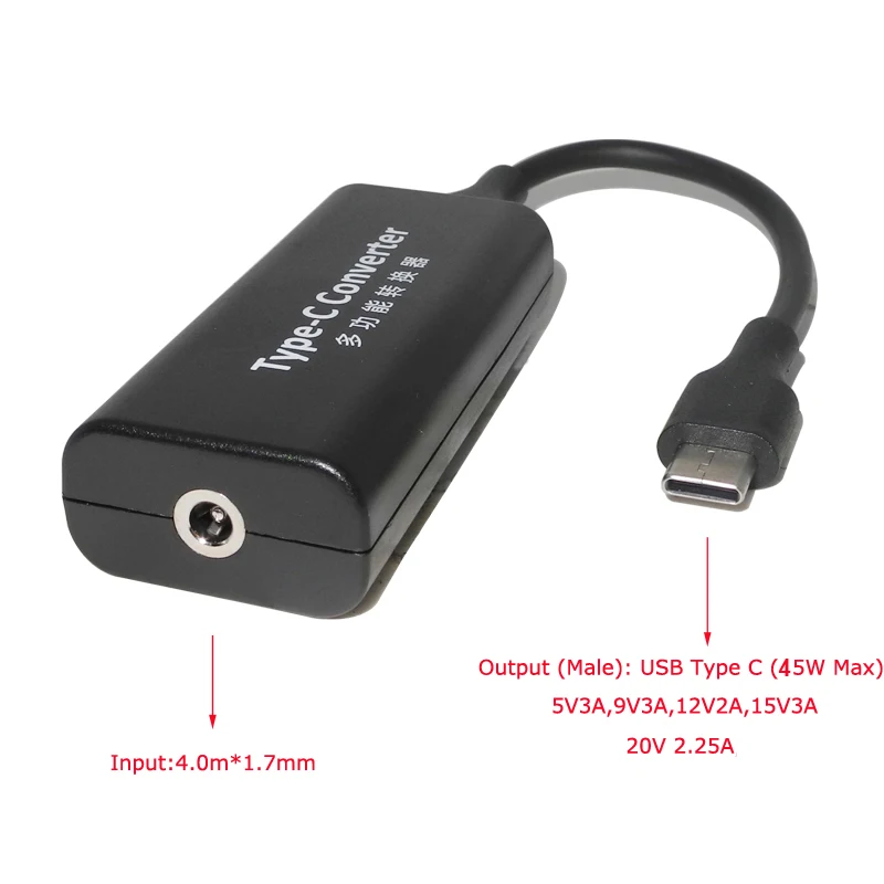 Адаптер питания USB Type C конвертер постоянного тока 4 0x1 7 мм разъем мама в зарядное