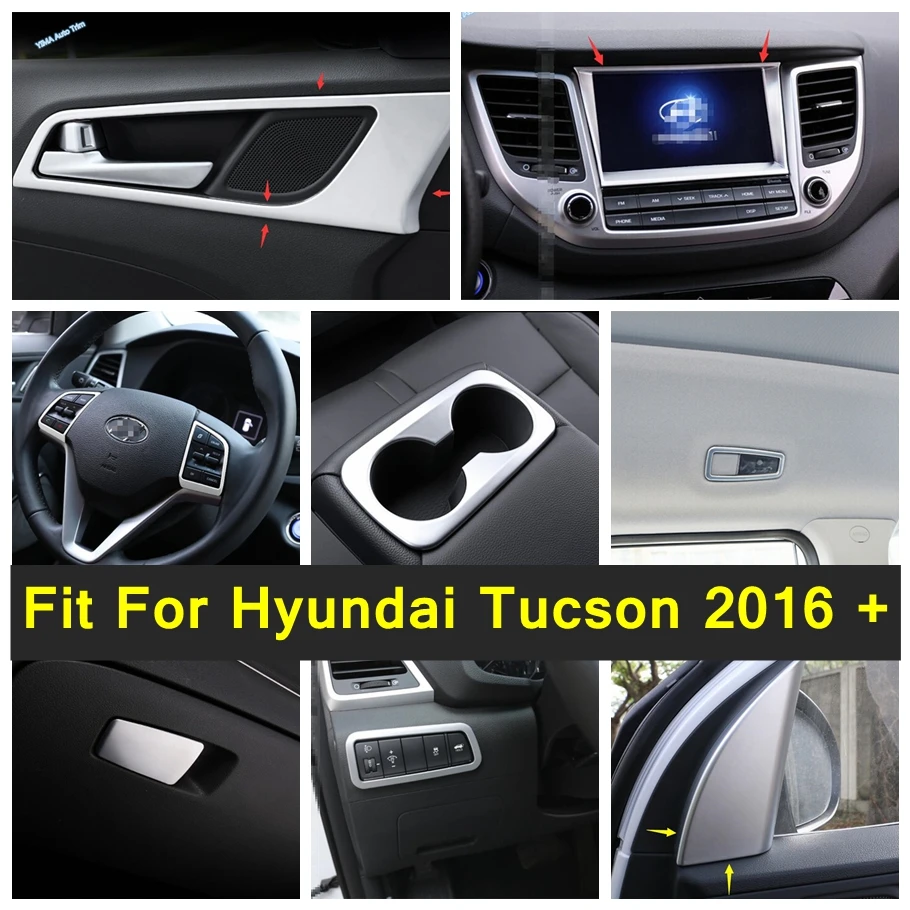 

Matte Interior Accessories For Hyundai Tucson 2016 - 2020 Center Console Dashboard Instrument Cover Trim Steering Wheel Frame
