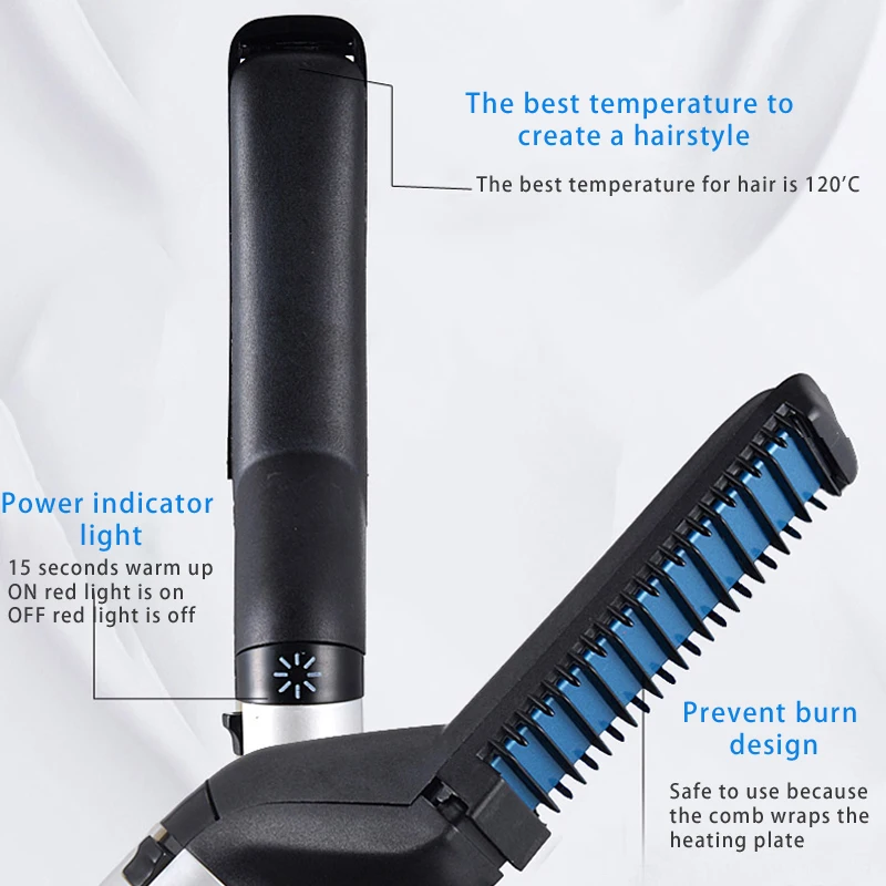 

Multifunctional Hair Comb Brush Beard Straightener Hair Straighten Straightening Comb Hair Curler Quick Hair Styler For Men
