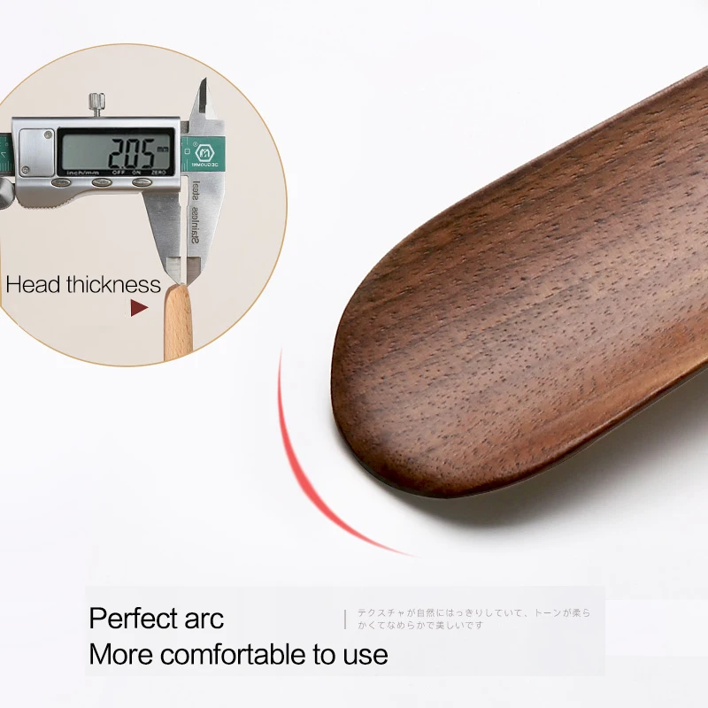 Профессиональный обувной рожок из черного ореха гибкий с длинной ручкой