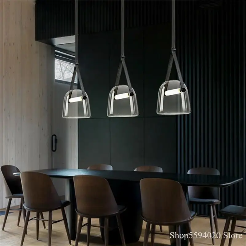 Стеклянные подвесные светильники на ремне со светодиодной подвеской|Подвесные